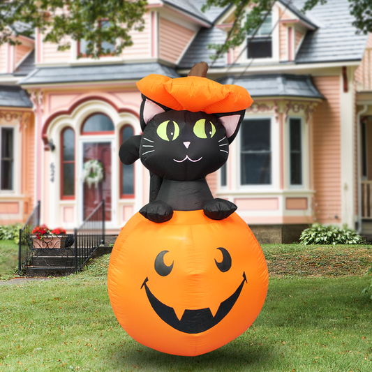 Halloween Cute cat in Pumpkin Inflatable Decoration