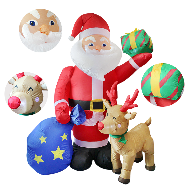 Inflatable Santa Claus with Ring Deer