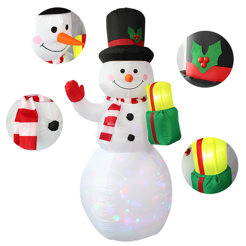 Inflatable snowman with present