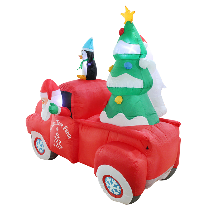 Inflatable Santa with Car and Christmas Tree