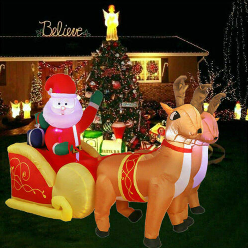 Ring Deer with Santa sled Inflatable Decoration