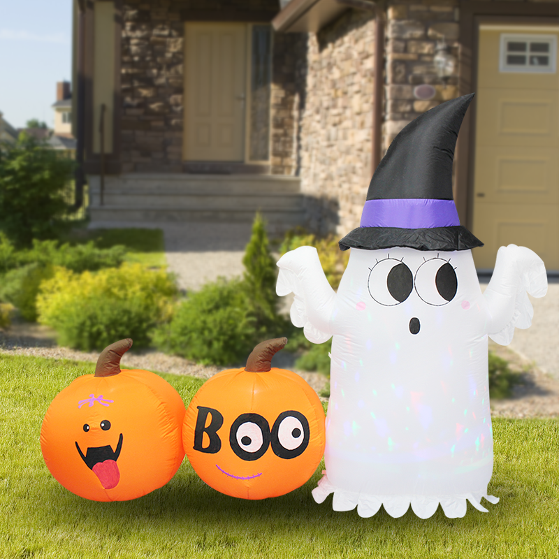 Halloween Cute Ghost with pumpkin
